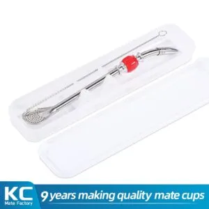 Wholesale Stainless Steel Yerba Mate Bombilla Straw with Case Colorful Bead Cleaning Brush